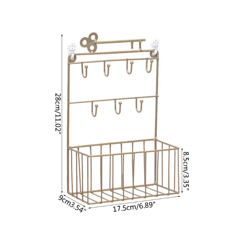 

Wall Mounted Mail and Key Holder 7 Hook Rack Organizer Pocket and Letter Sorter for Entryway Kitchen Home Office Decor Drop Ship