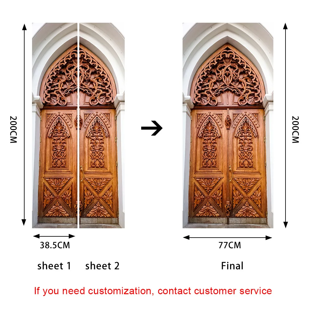 

3D Simulation Wooden Door Sticker Decorative Murals In Bedroom Waterproof Self-adhesive Pvc Environmental Wall Sticker