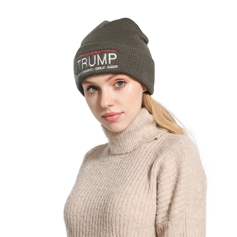 WZCX TRUMP вышивка письмо вязаная теплая шапка Осень Зима Повседневная tide унисекс шапка в стиле хип-хоп шапка для взрослых