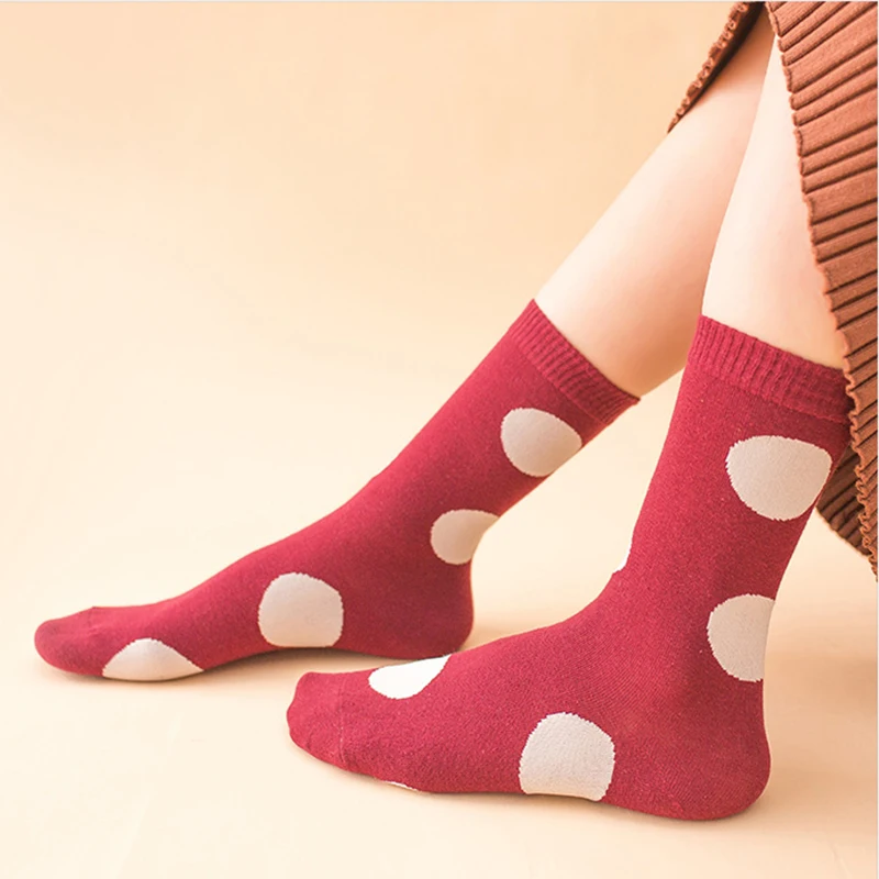 Модные хлопковые носки в горошек для женщин длинные стиле Харадзюку Cew корейские