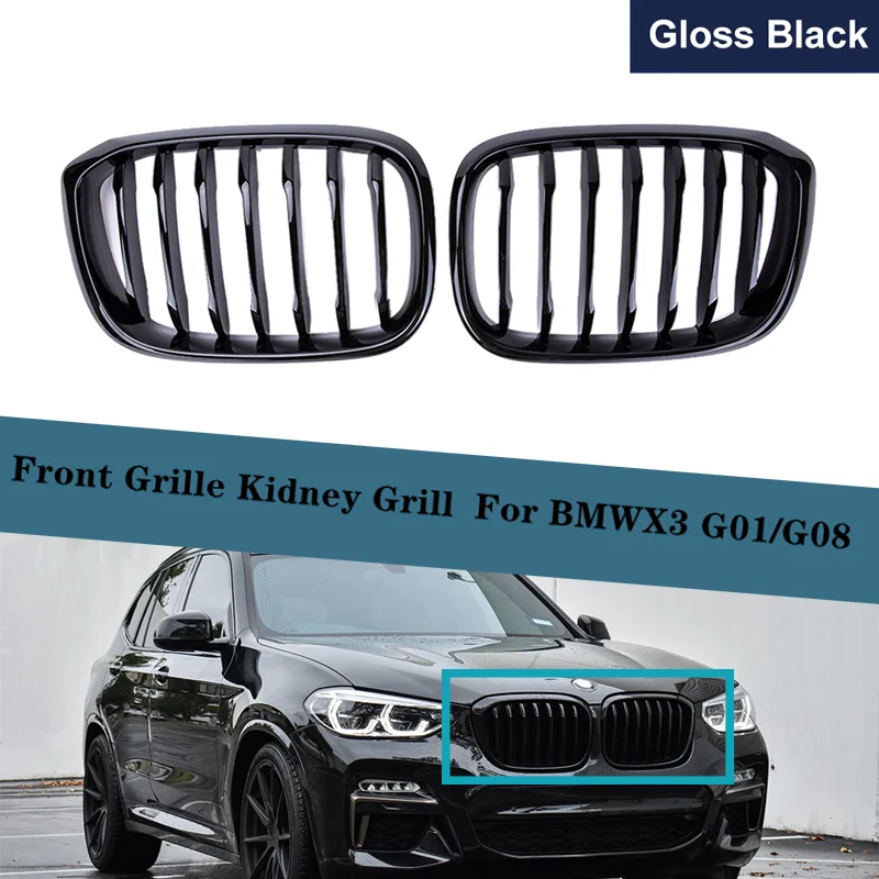

1 Pair Front Grille Kidney Grill 1 Slat For BMWX3 G01/G08 Car Styling Gloss Black/Matte Black Racing Grills