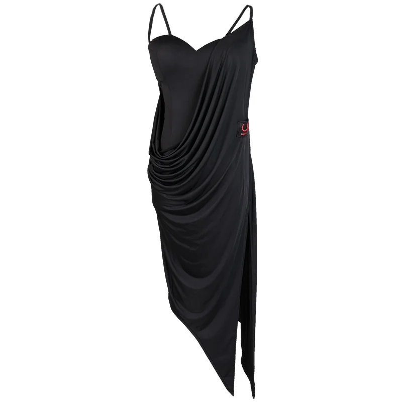 Черный Латинское танцевальное платье сексуальное бальное Танго Сальса ча тренировочное танцевальное платье одежда женское с открытой спиной Румба Самба представление платья DC2668 - Цвет: Черный