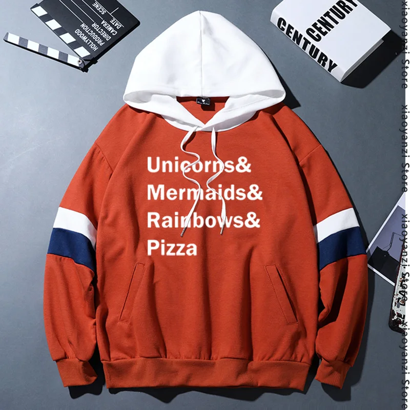 

Unicorns Mermaids Rainbows Pizza Print Women 100% Cotton Hoodies Casual Sweatshirts For Lady Pullover Hipster Drop Ship Tumblr