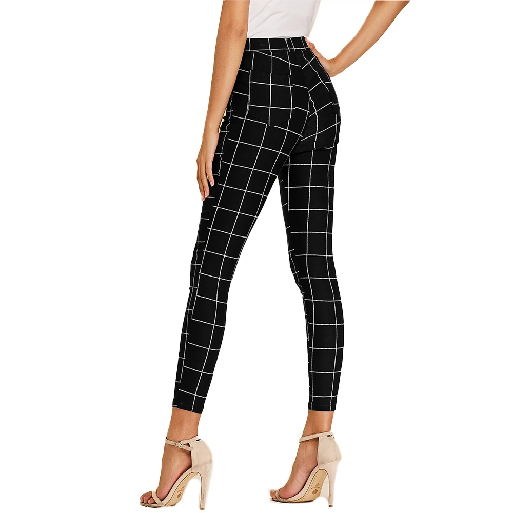

Plaid Pants for Women Bottom Skinny Trousers Women High Waist Pants Fashion Female Summer Pants Pencil Pants Slim Style