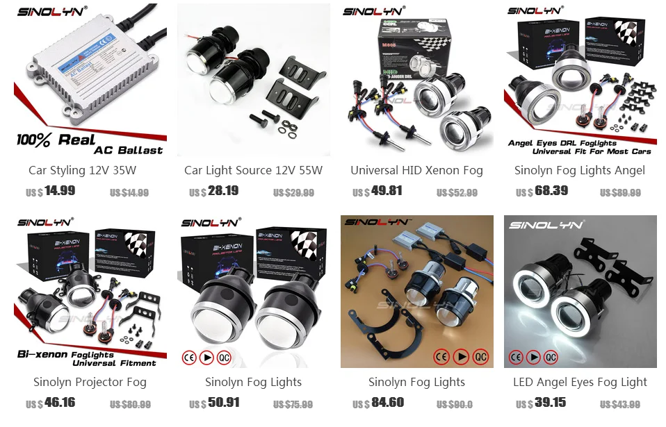 Sinolyn Биксеноновые Противотуманные фары проектор Универсальный H11 HID противотуманные фары бифокальные линзы фары дальнего света для автомобиля Аксессуары модифицированный стиль
