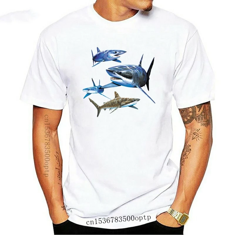 2020 Модная хлопковая футболка модная с изображением акул свимпанг морская |