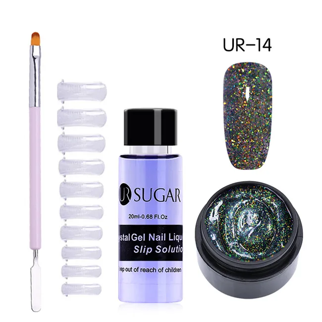 4pcs set14 UR SUGAR 15 мл Быстрый строительный поли гель продлевающий половой акт розовый блеск Замачивание от УФ СТРОИТЕЛЬ удлинение гель набор Типсы для маникюра палец расширение - Цвет: 4pcs set14
