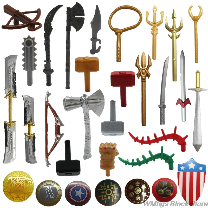 Аксессуары для оружия 10 шт./лот щит молоток топор меч лук стрела двухсторонний