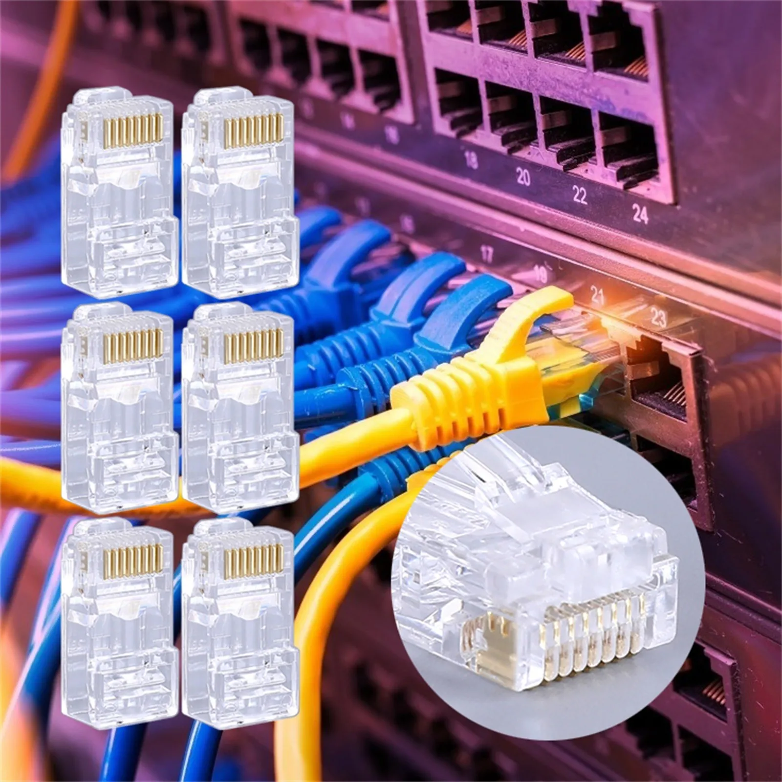 100 шт. Cat 5 Cat6 RJ45 разъем 8P8C модульная Кабельная вилка Ethernet медная позолоченная