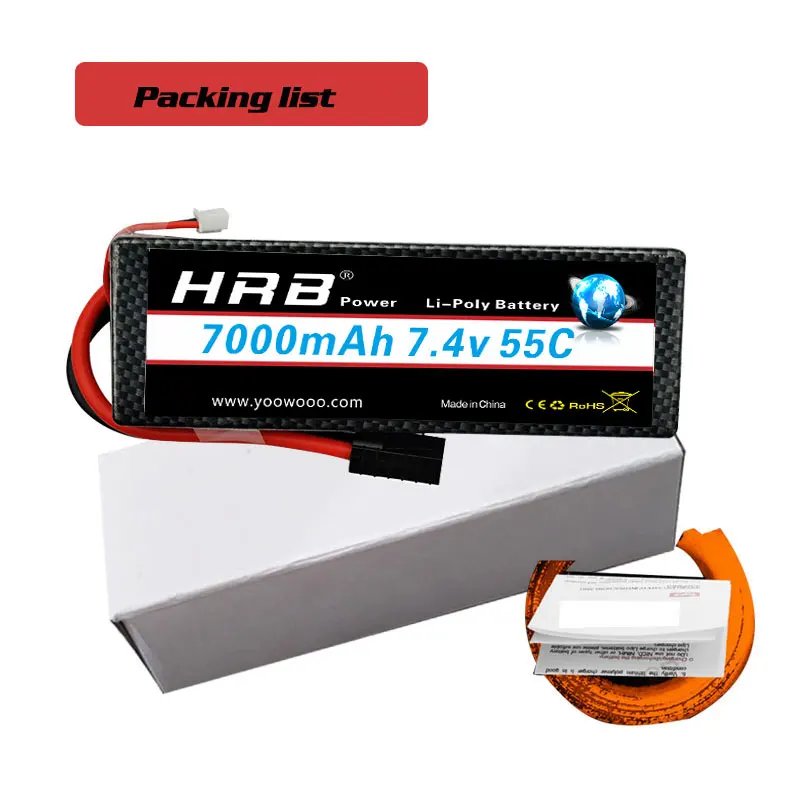 2 шт hrb 74 в 7000 мач 2s lipo аккумулятор hardcase с t
