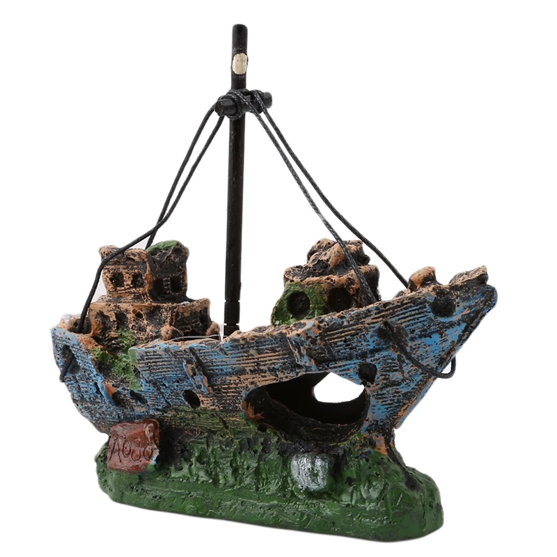 Маленький Ландшафтный аквариум пиратский лодка искусственные украшения