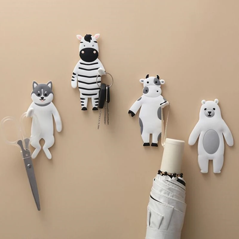 

Wall hook up cartoon animal hook creative storage hook strong seamless sticky hook creative hook holder decorative hook