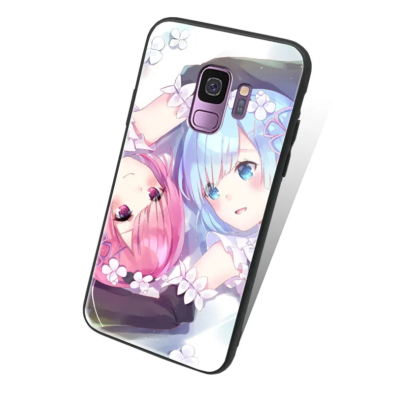Re Zero Аниме Ram Rem Emilia чехол для телефона для samsung Galaxy S8 S9 S10e S10 Note 8 9 10 Plus закаленное стекло Мягкий силиконовый чехол