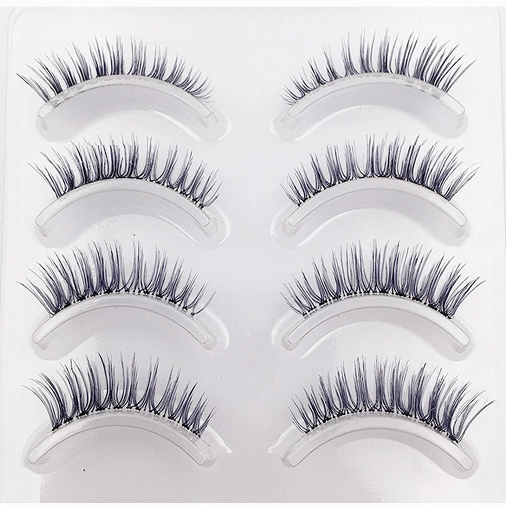 

New Style Japan Korea Series Factory Direct Supply Natural Slender Thick Thick Japanese 3D Sharpened 4 Pairs Of False Eyelashes