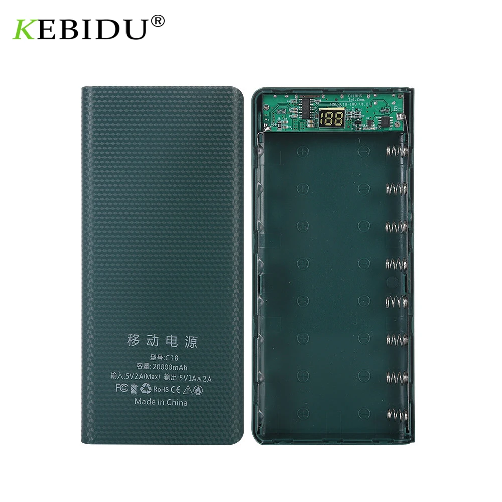 Двойной USB Micro Тип C Мощность внешнего аккумулятора 5V DIY 8*18650 чехол Батарея зарядка