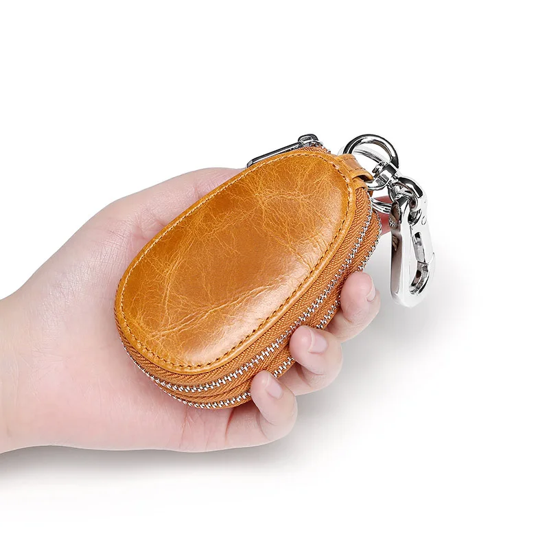 Key Holders Double Zipper Men Car Key Wallets 100% genuine Leather Man Organizer Multifunctional Housekeeper Women Keys Purses