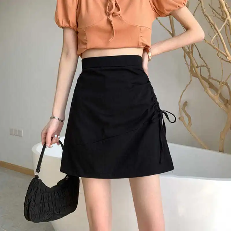 

High waist black Spice Girl Skirt summer A-line skirt 2021 new thin short skirt