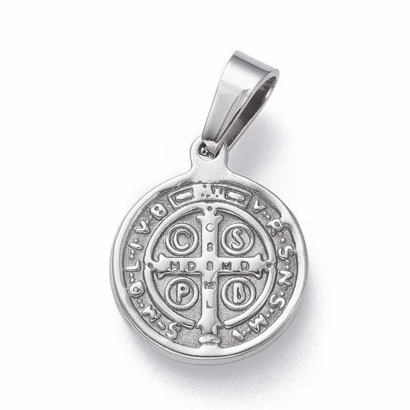 10 шт. 304 из нержавеющей стали плоский круглый кулон в форме Креста на Бог Отец