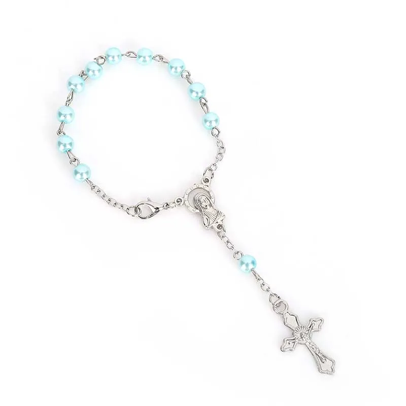 60 pieces / religious gifts pink pearl rosary sacrament bracelet baby child souvenir ten years mini | Украшения и аксессуары