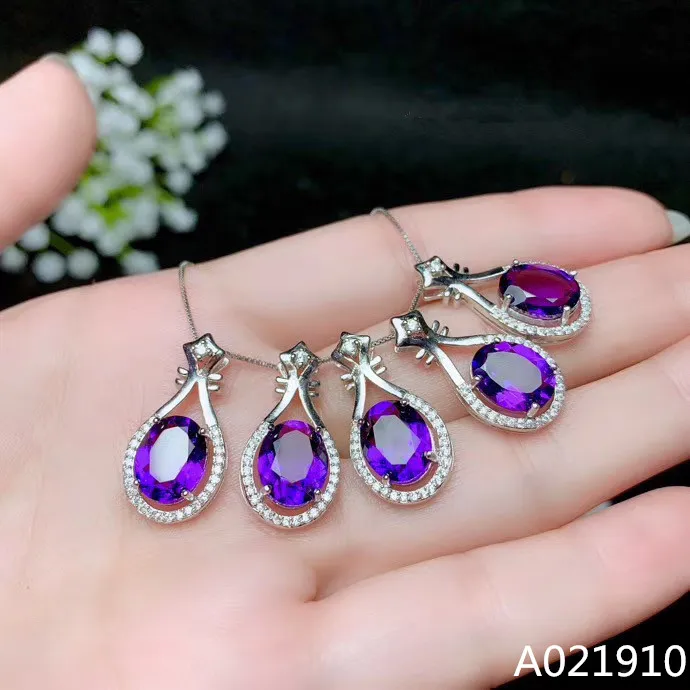 

KJJEAXCMY boutique jewelry 925 sterling silver inlaid Amethyst necklace Women's pendant luxurious