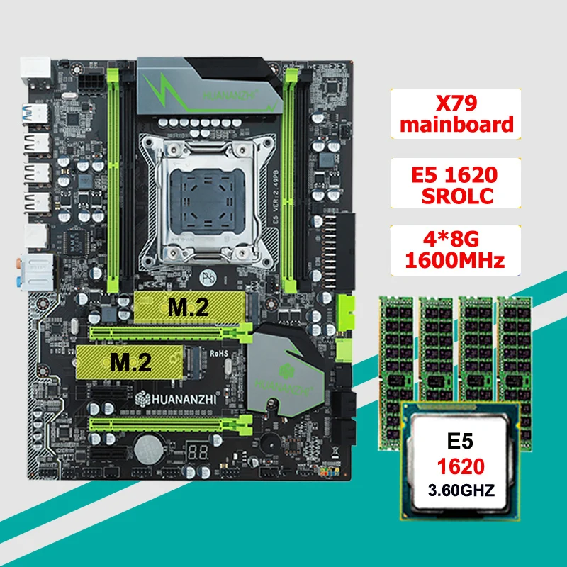 Материнская плата HUANAN V2.49 X79 cpu ram combos Xeon E5 1620 SROLC cpu(4*8G) 32G DDR3 RECC memorry все хорошо Протестировано 2 года гарантии