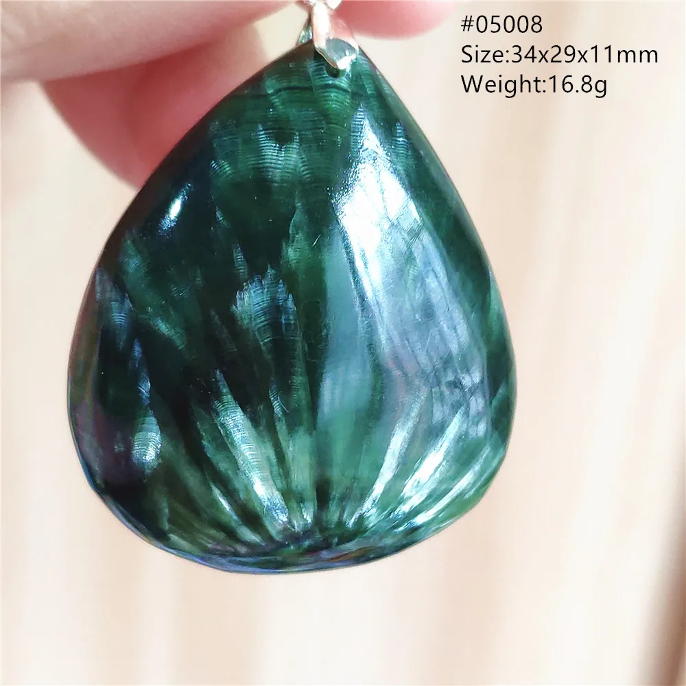 Натуральный зеленый Серафинит ожерелье женский кулон камень капля воды Кристалл
