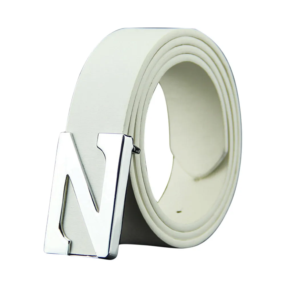 Модный мужской Кожаный гладкий ремень с пряжкой пояс для отдыха Новый Мужской