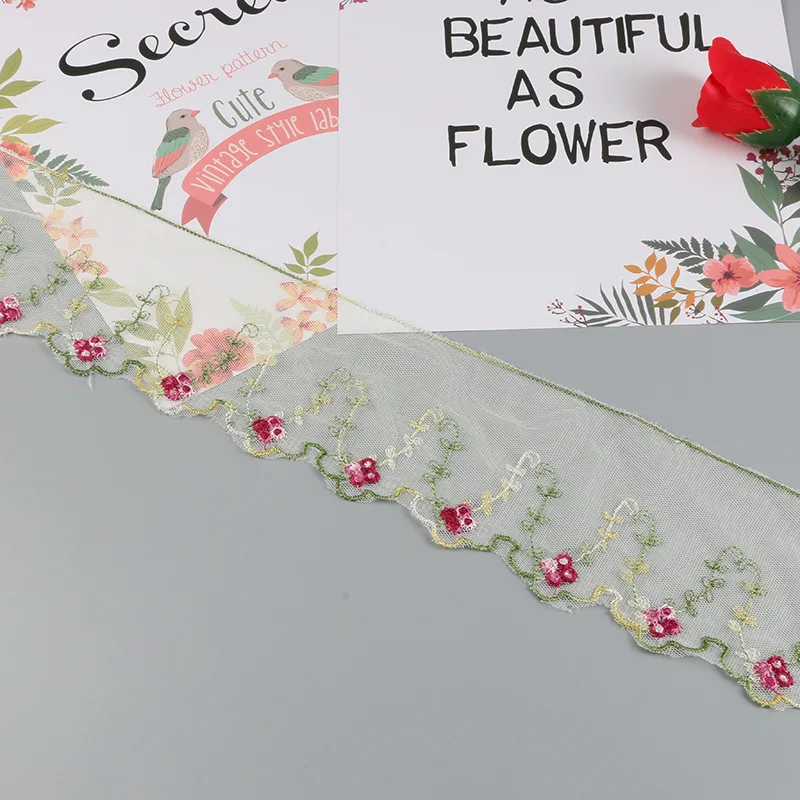 

30Yards Embroidered Flowers Mesh Lace Fabric Applique Collar Edge Trim Ribbon Skirt Headwear Sewing Guipure Supplies 9cm