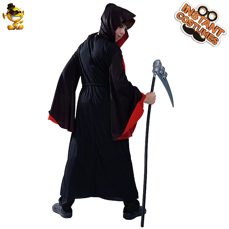 

Halloween Children Reaper Costumes Carnival Fancy Dress Boy Devil Black Robe Costume Cosplay for Purim Kids Party