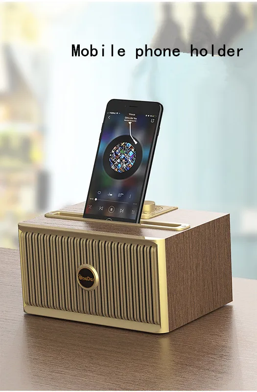 Brown OneDer Magic V6 Bluetooth колонка в ретро стиле домашнее радио дерево небольшой звук супер громкость беспроводной телефон USB 18650 колонка с аккумулятором - Цвет: Brown
