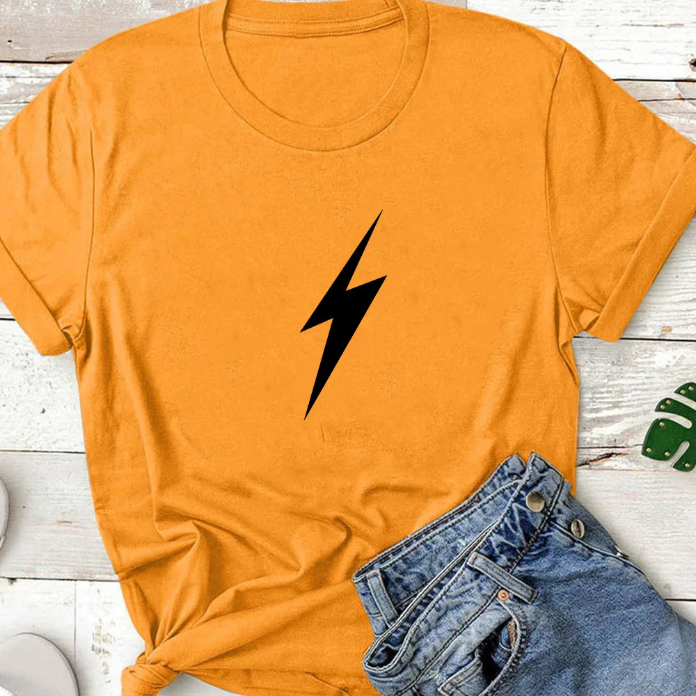 Lightning Графический Футболка для женщин Модная хлопковая одежда с принтом женская