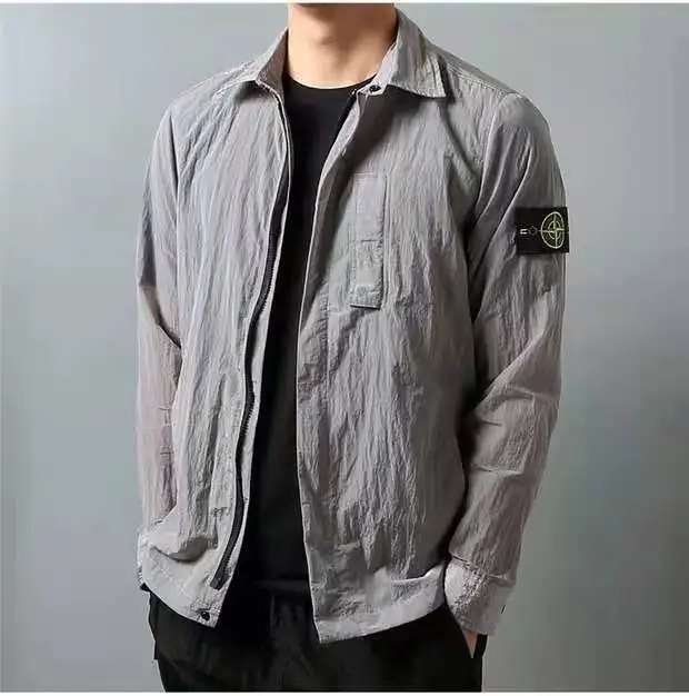 

21SS Stone island couple's metallic nylon jacket for men and women coat
