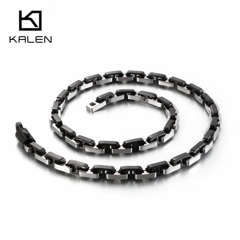 Мужская Длинная цепочка KALEN из нержавеющей стали 63 см золотого черного цвета