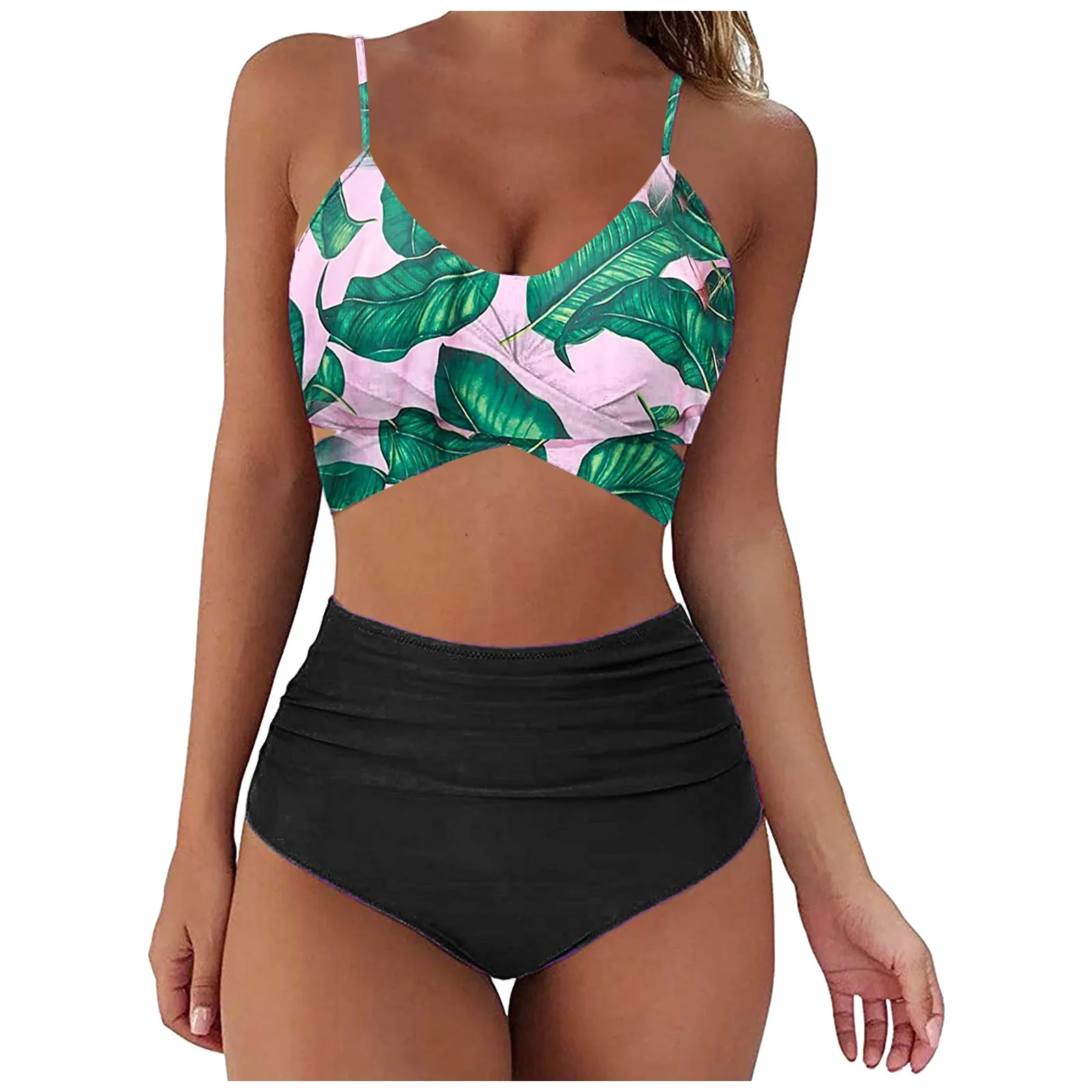 

Stroje Kapielowe Damskie Women Biquini Sexy Print Bikini Set Push Up Bathing Swimwear High Waist Swimsuit 2021 Mujer Tankini