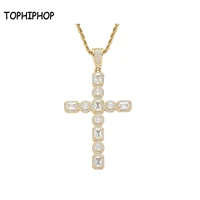 hiphop jewelry copper mens iced out cubic zircon big cross pendant religious micro paved cz diamond cross pendant necklace