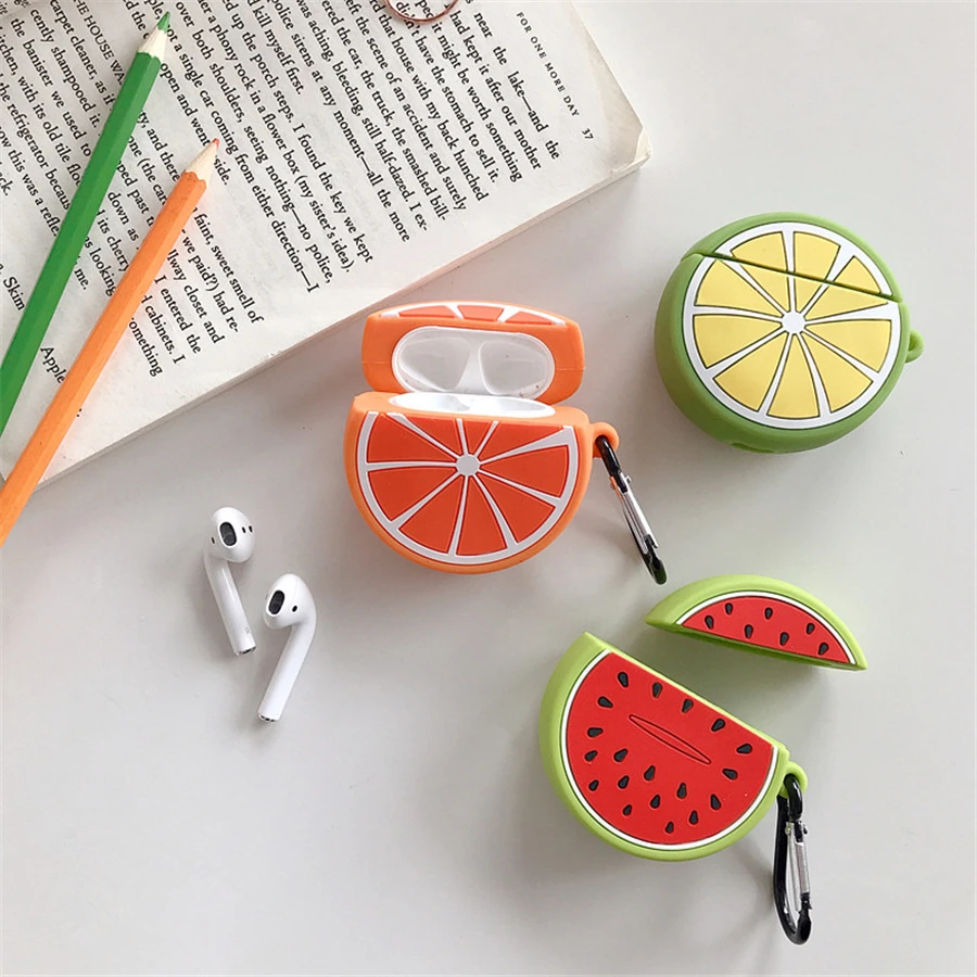 Чехол для AirPods 3D чехол наушников с милыми фруктами клубникой ананасом авокадо