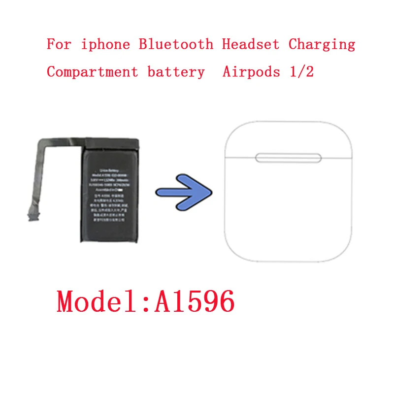 3.8V 398mAh Battery For Airpods 1 2 iphone Bluetooth Headset Rechargeable Apple Wireless Charging Box | Электроника