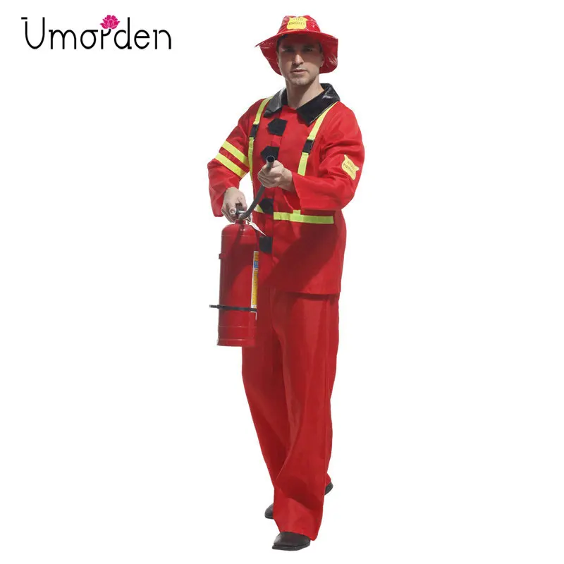 Umorden-Disfraz de bombero para hombre adulto, uniforme para fiesta de carnaval, Halloween