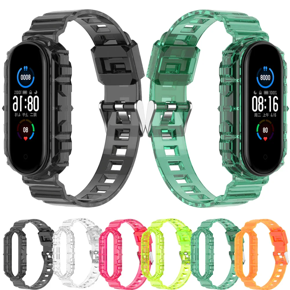Ремешок силиконовый для Xiaomi Mi Band 6 5 4 3 прозрачный сменный Браслет mi band | Наручные