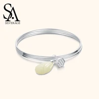 sa silverage design silver jewelry lotus female bracelet jewelry 2020 lotus hetian jade bracelet female 925 sterling silver