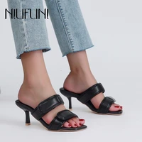 niufuni roman gladiator velcro stiletto high heels summer women slippers 2021 sexy outdoor open toe simple slides slip on shoes