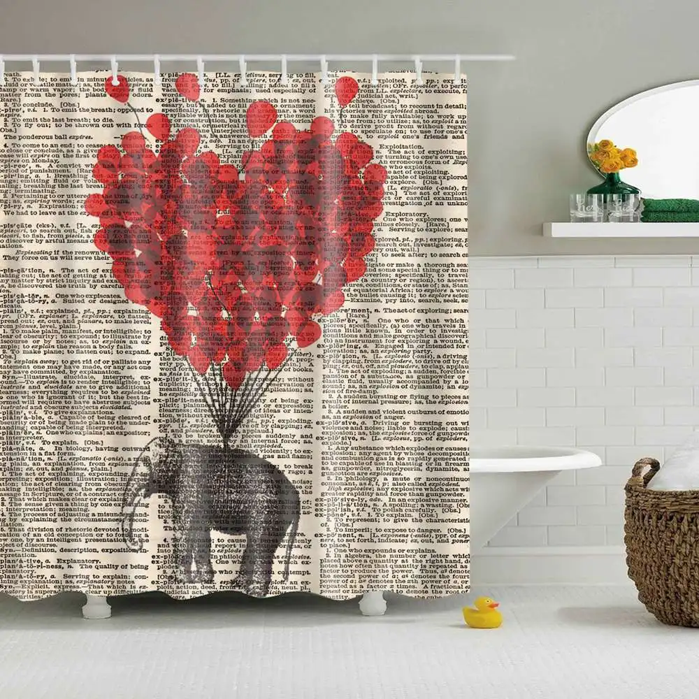 Занавеска для душа Dafield в виде слона тропическая ткань ванной комнаты с 3D