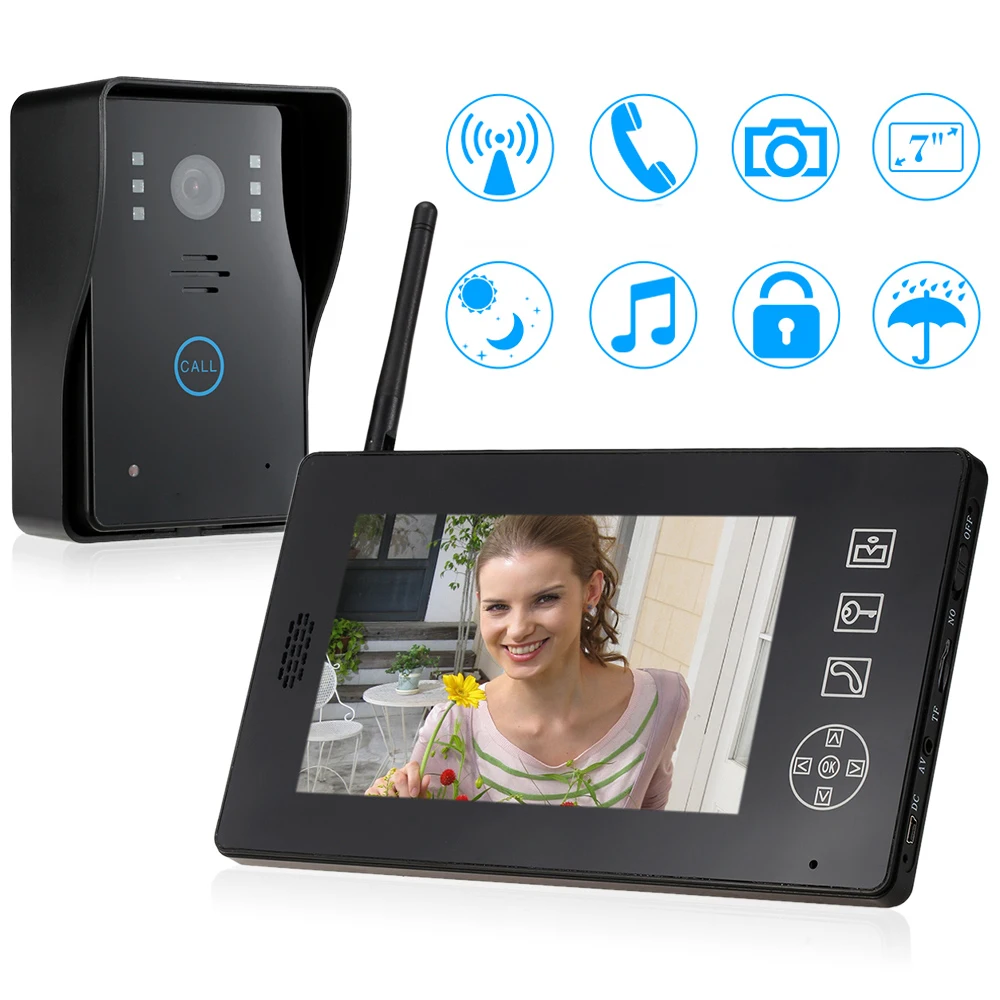 Роскошный 7 &quotTFT беспроводной видео телефон двери DVR видеодомофон дверной звонок
