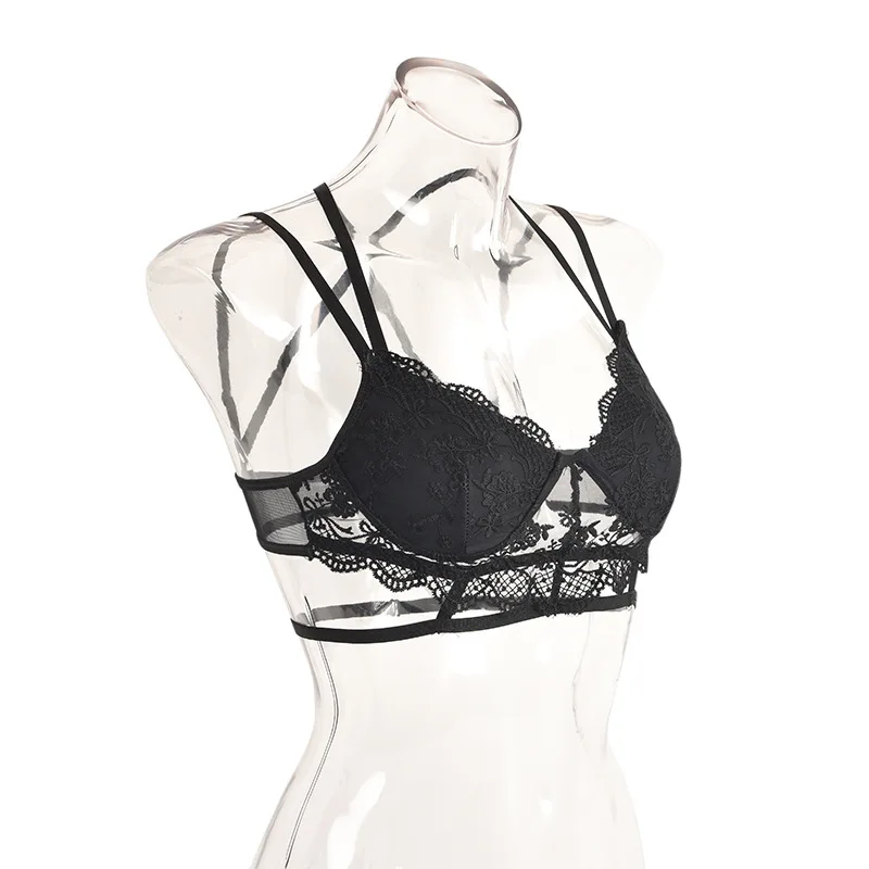 Cryptographic Floral Lace Bralette Bandage Hollow Out Sexy Crop Tops Women Summer Sleeveless Bustier Tops Underwear Streetwear