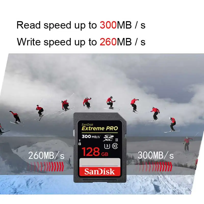 Двойной Флеш-накопитель SanDisk Extreme PRO SD UHS-II карта 32 Гб SDHC 64 Гб 128 ГБ SDXC до 300 МБ/с. U3 4K Ultra High Скорость слот для карт памяти для Камера