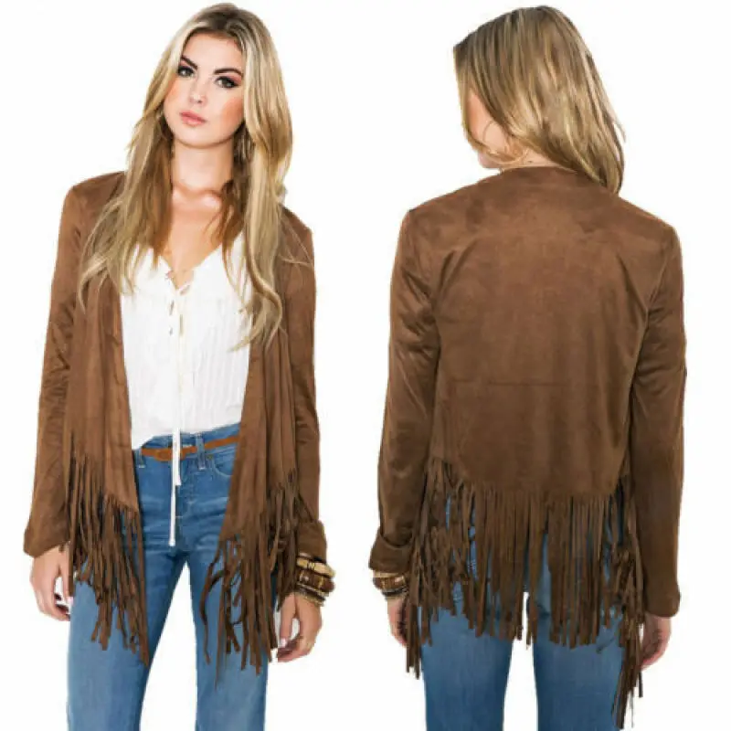 Байкерская куртка с бахромой Блейзер кардиган пальто верхняя одежда костюмы для