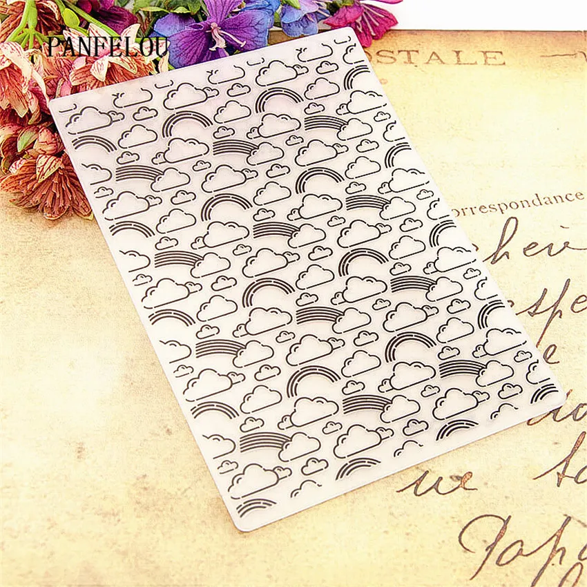 PANFELOU 12 6x17 8 радуги облака папки для тиснения Пластик Скрапбукинг DIY шаблон Fondant
