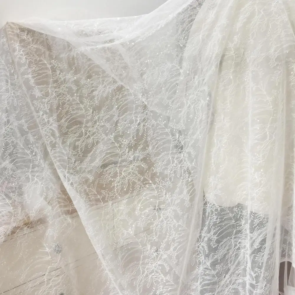 5 ярдов/партия кружевная ткань с блестками и вышивкой в виде листьев многослойная