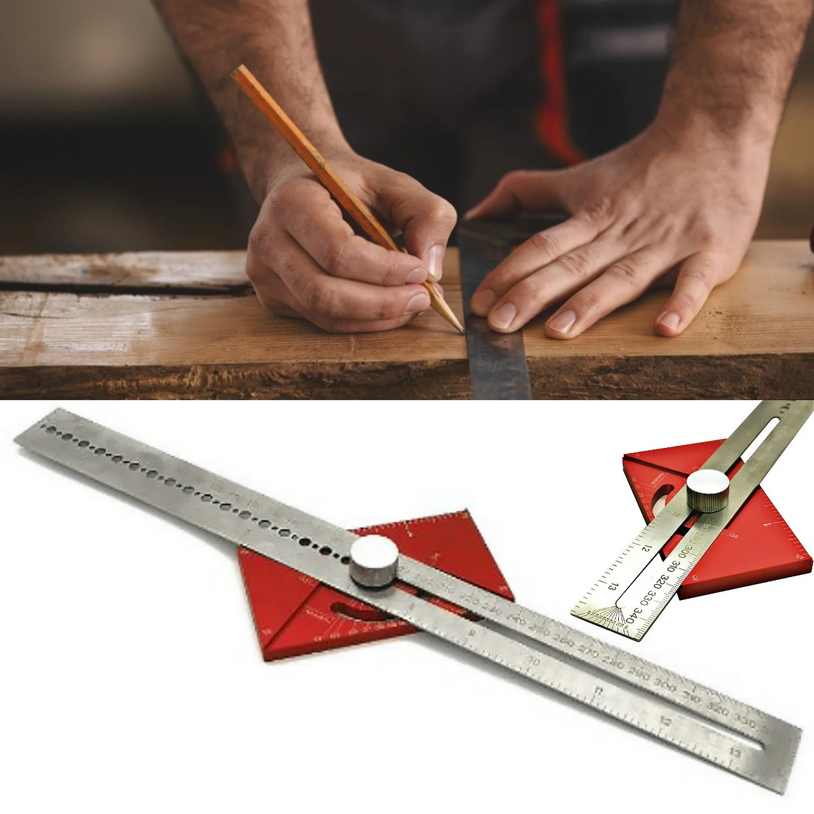 

Division Line Ruler Angle Ruler Multifunction Scribing Ruler Type T Hole Ruler Woodworking Scribing Mark Line Gauge For Measure