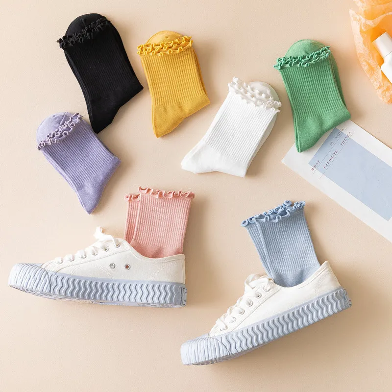 

Wooden Ear Socks Female Korean Version of The Tube Socks Summer Jk Stockings Ladies Long Socks Ins Tide College Pile Stockings